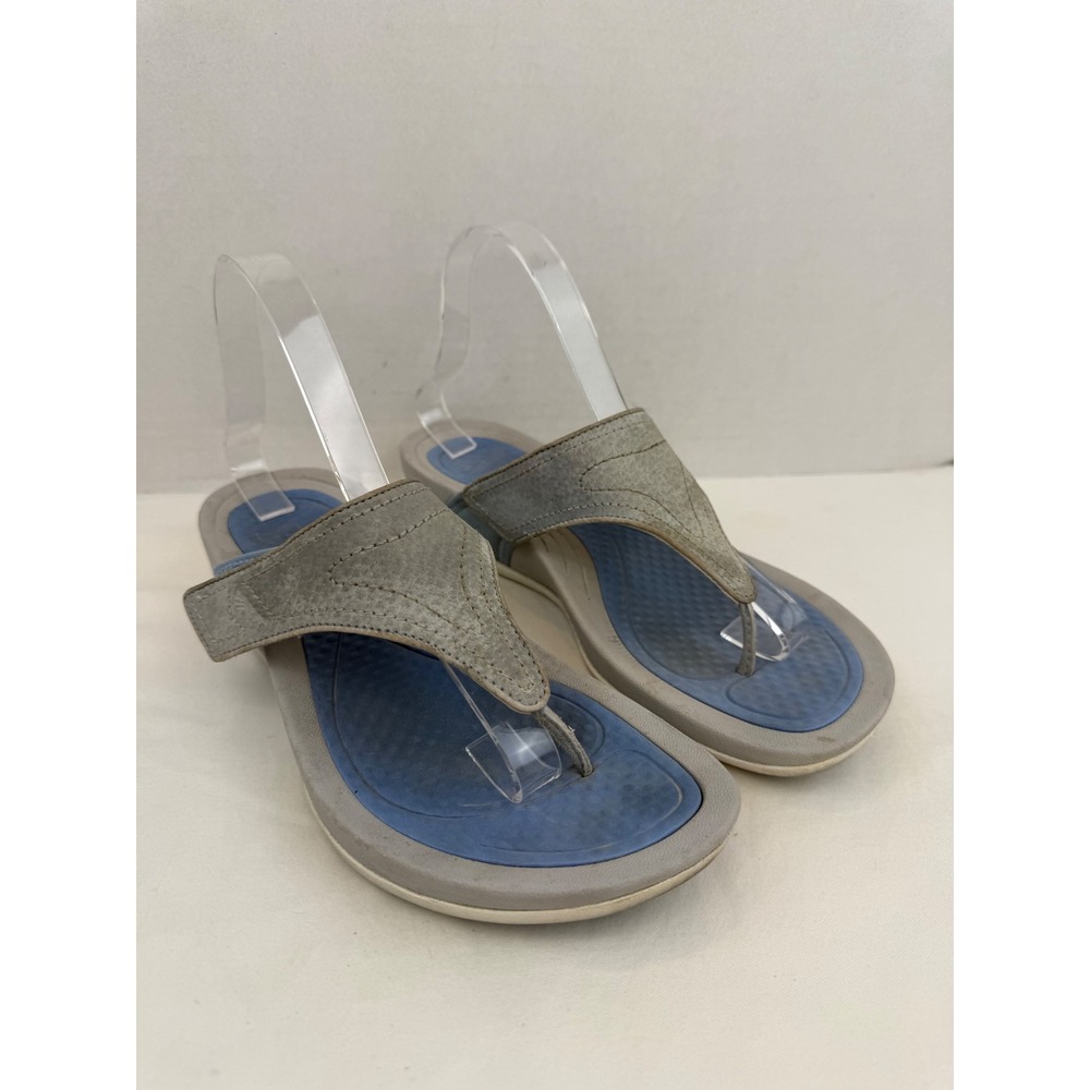 Dansko Kandi Grey Blue Suede Thong Sandals Comfort Slides Womens 40 EU 9.5-10 US